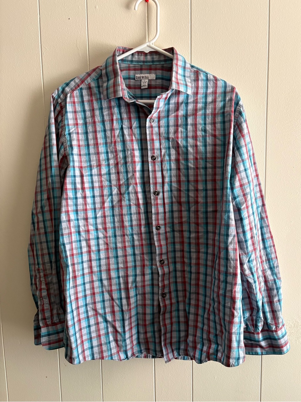 Bar III Blue And Red Plaid Button-Down Shirt